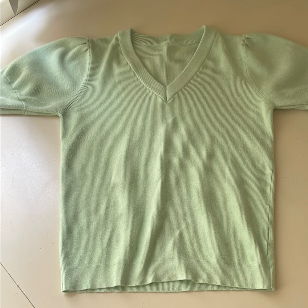 Brandy Melville Pale Green Short Sleeve Knit Top